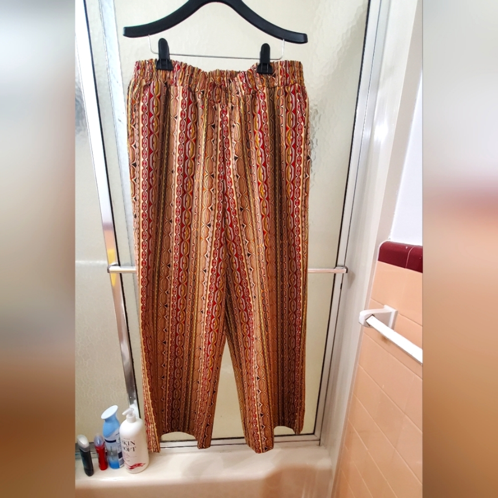 NWT NYCollections Multicolored Pant with Elastic Waistband. XL. side Pockets.$50